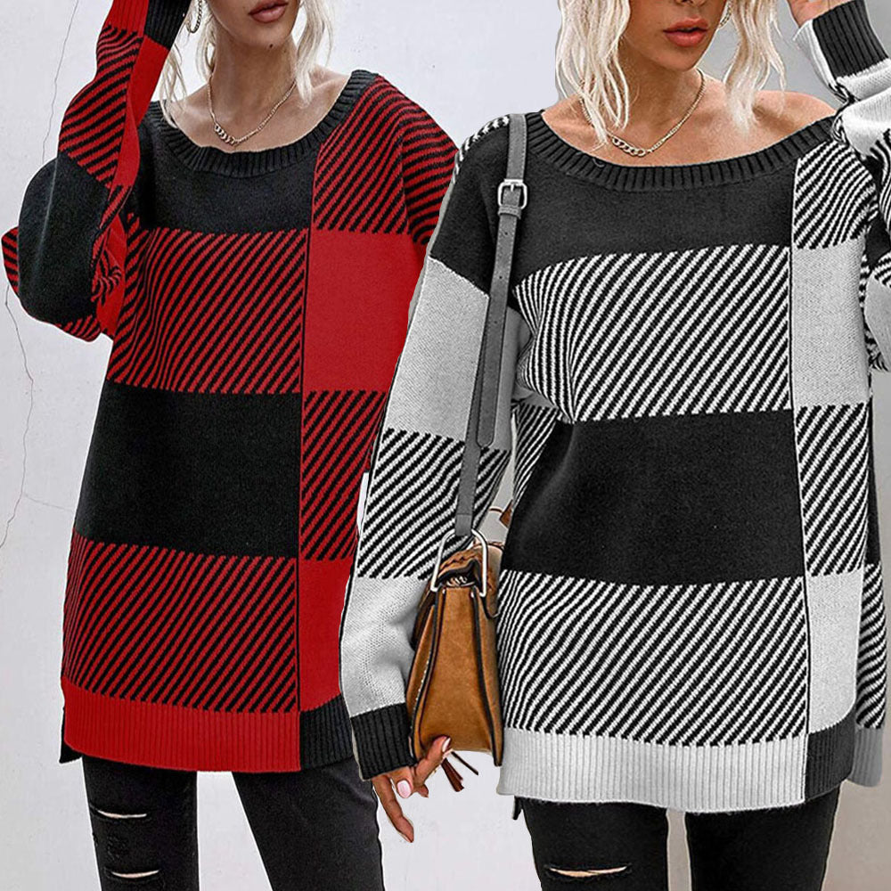 Damen Oversized Pullover mit geometrischem Muster und lässigem Schnitt Stalluxe