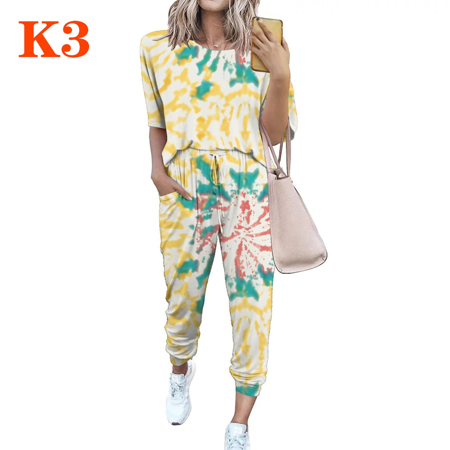 Damen Leichter Freizeit-Jumpsuit mit einem auffälligen Batik-Muster und praktischen Taschen Stalluxe
