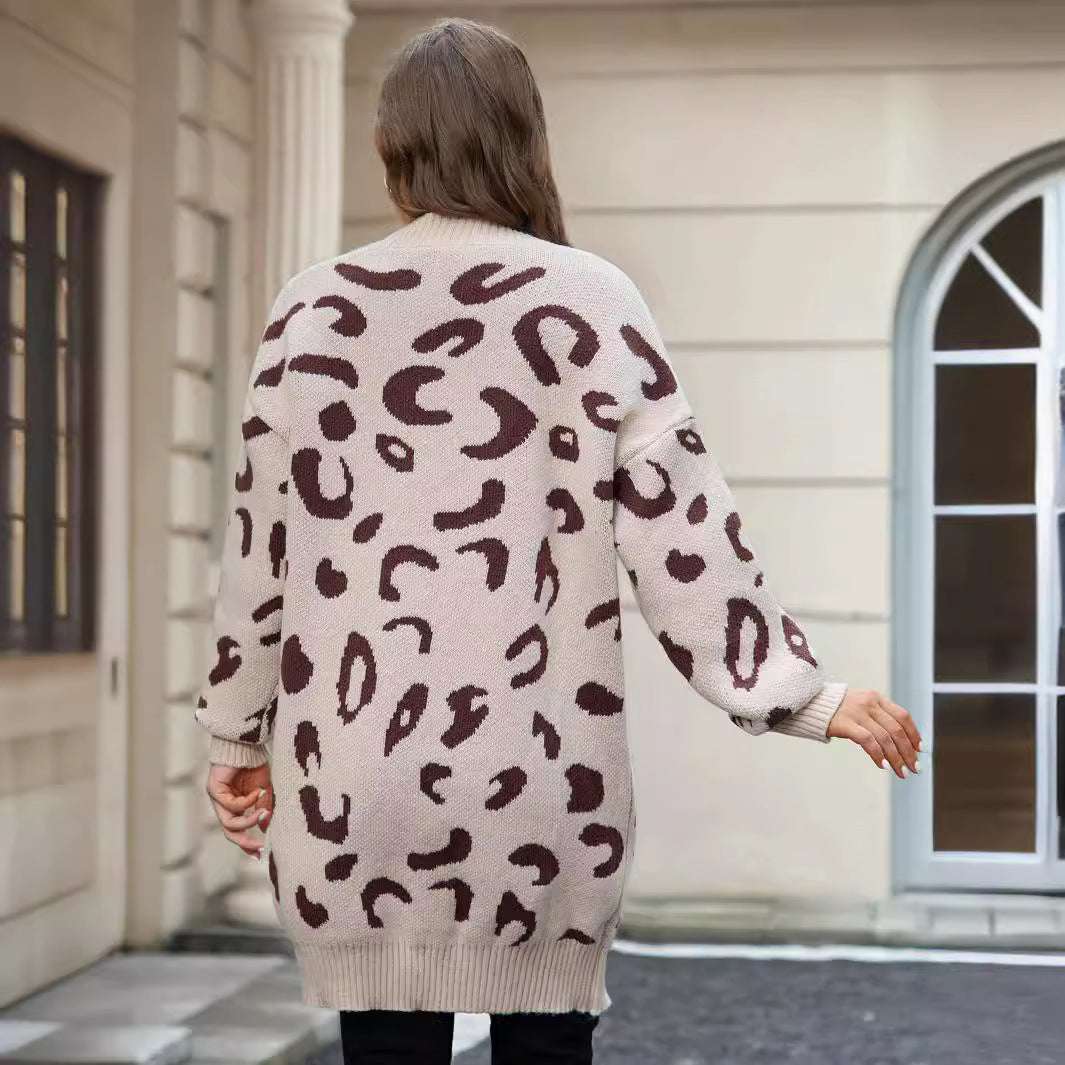 Damen modische Strickjacke mit Leopardenmuster Stalluxe