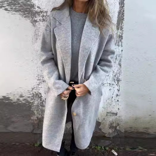Women's Stylish Long Woolen Coat Stalluxe