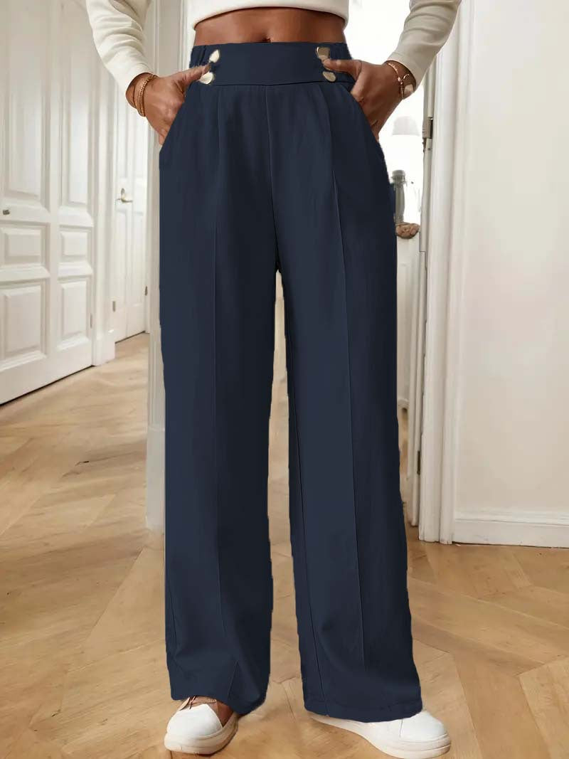 Damen Elegante und luftige Hochbundhose mit weitem Bein und praktischen Taschen Stalluxe