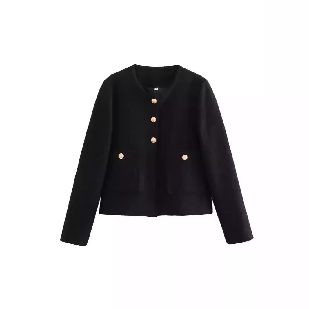 Damen Elegante Kurzjacke mit Knopfverschlüssen und aufgesetzten Taschen Stalluxe