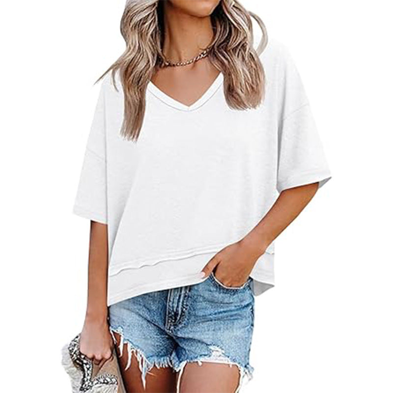 Women's Casual V-Neck Oversized Tee Stalluxe