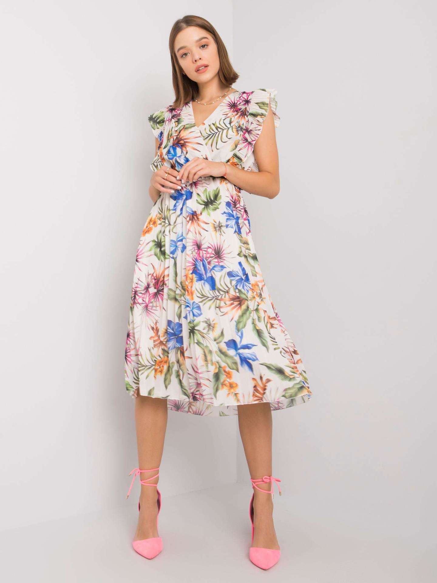 Damen Floral maxikleid mit Rüschendetails und Taillengürtel Stalluxe