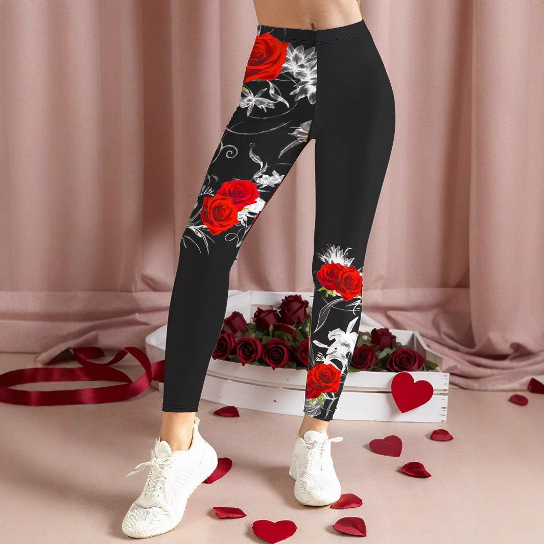 Damen Sportliche Leggings mit floralen Akzenten und hohem Bund Stalluxe