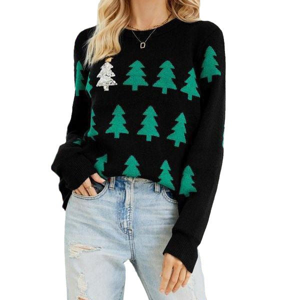 Damen festlicher Strickpullover mit Weihnachtsbaum-Motiv Stalluxe