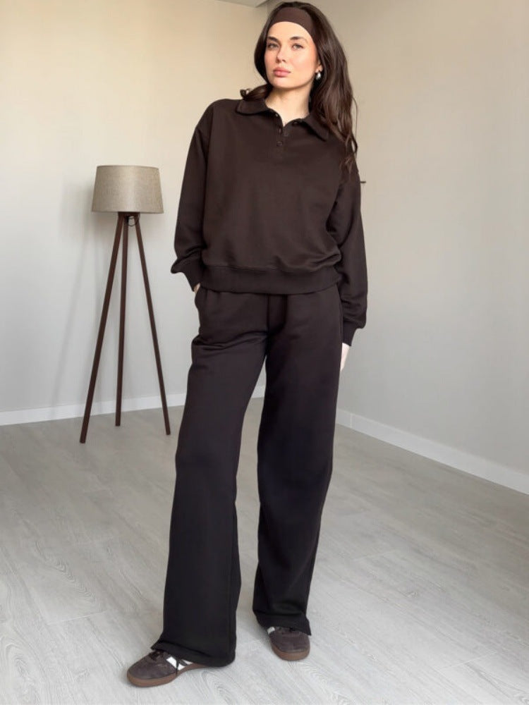 Damen sportlicher Freizeit-Loungewear mit Kragen Stalluxe