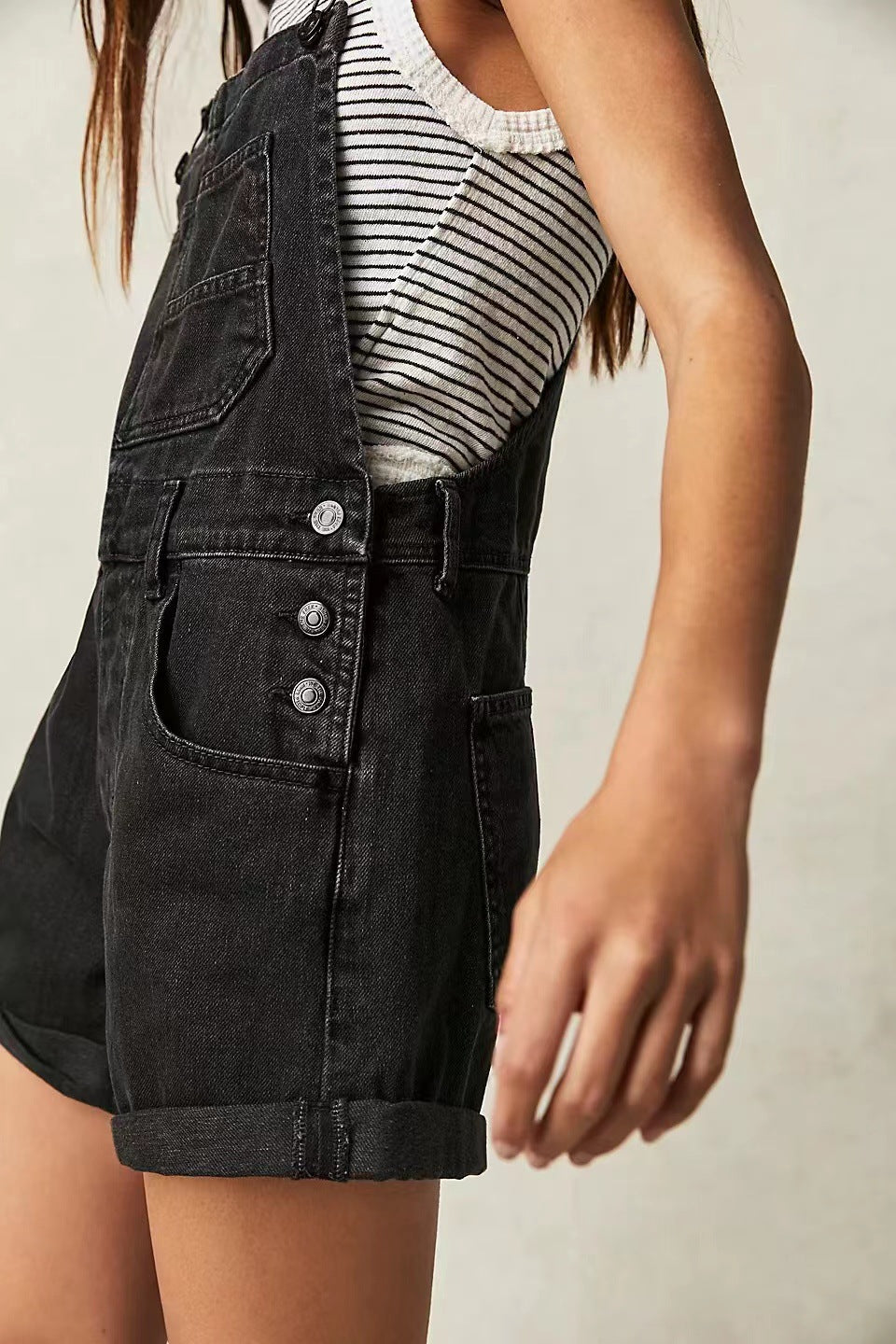 Damen Jeans-Latzshorts Stalluxe