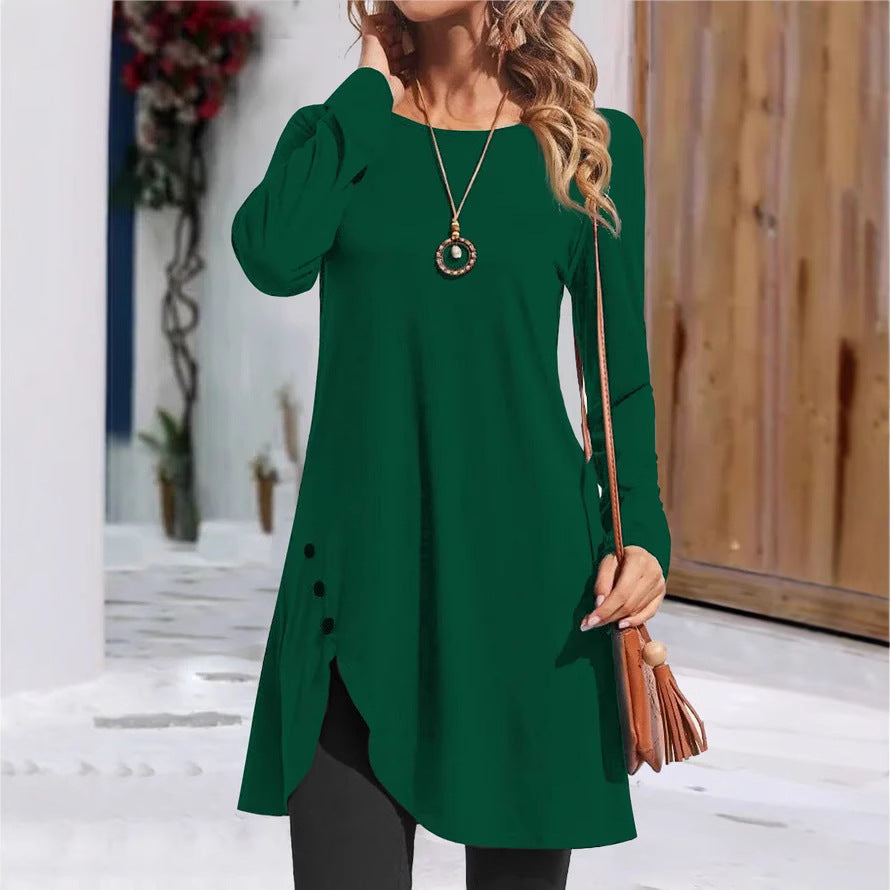 Damen modisches Longsleeve-Tunika mit verspielten Knopfdetails Stalluxe