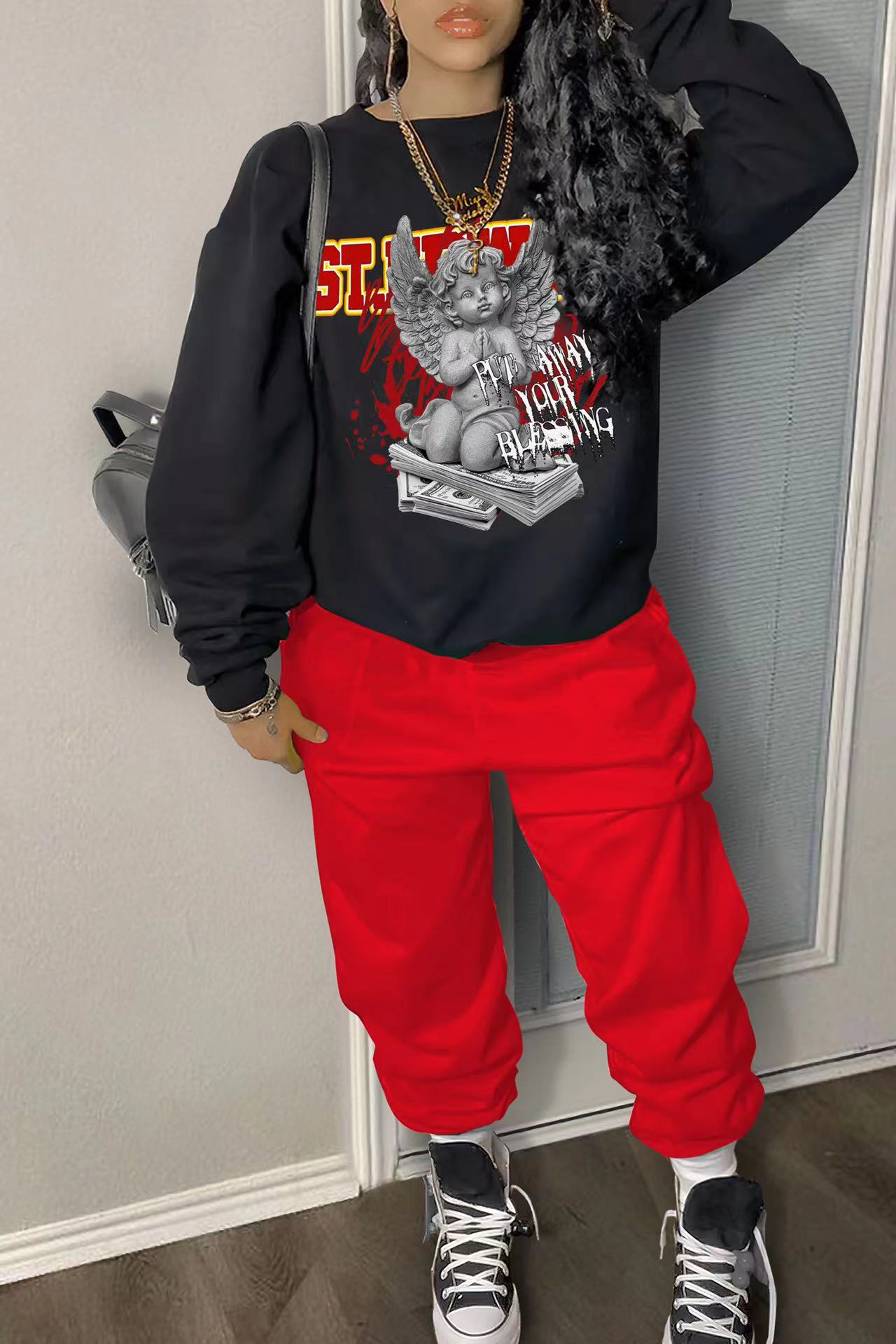 Damen Urbaner Sweatshirt und bequeme Jogginghose Set Stalluxe