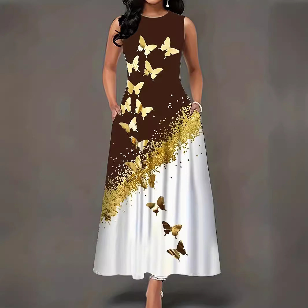 Damen Maxikleid mit floralem Motiv und praktischen Taschen Stalluxe