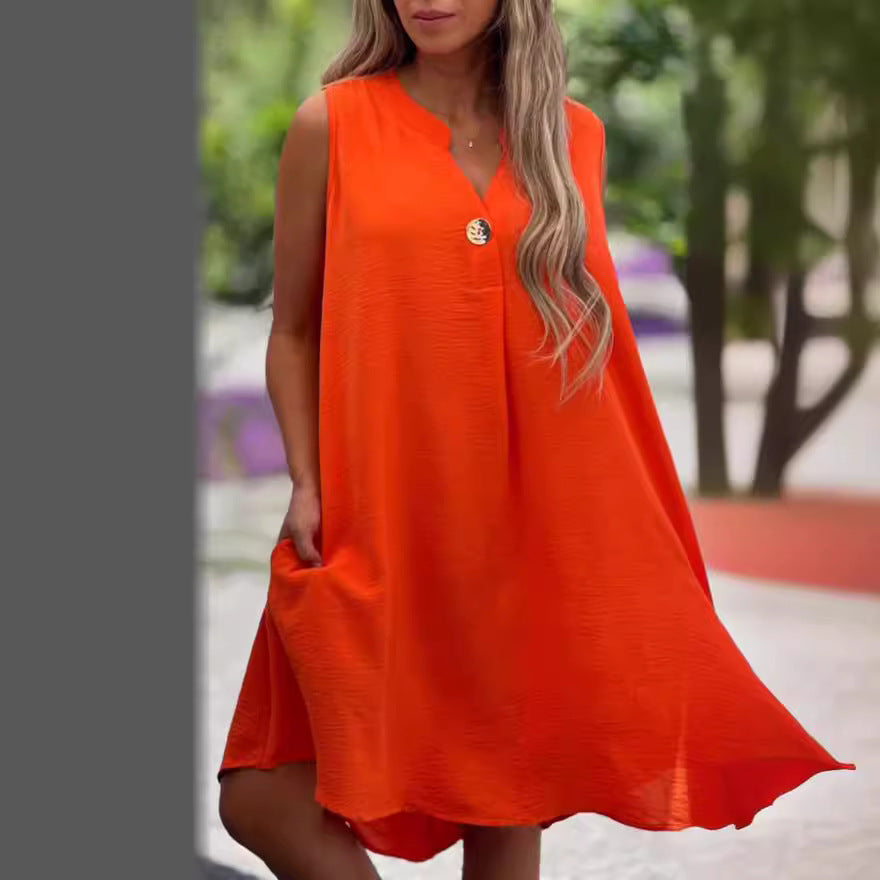 Damen lässiges Sommerkleid mit eleganter Knopfleiste Stalluxe