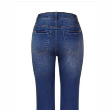 Damen Flared Jeans mit hohem Bund und elegante Knopfdetails Stalluxe