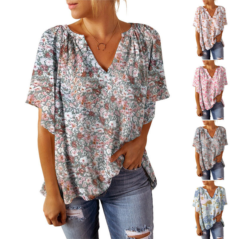 Damen Leichte Blumenmuster Bluse Stalluxe