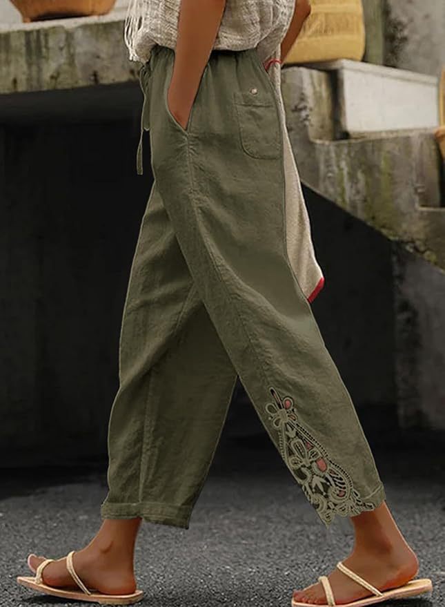 Damen Freizeithose mit aufwendigen Stickereien Stalluxe