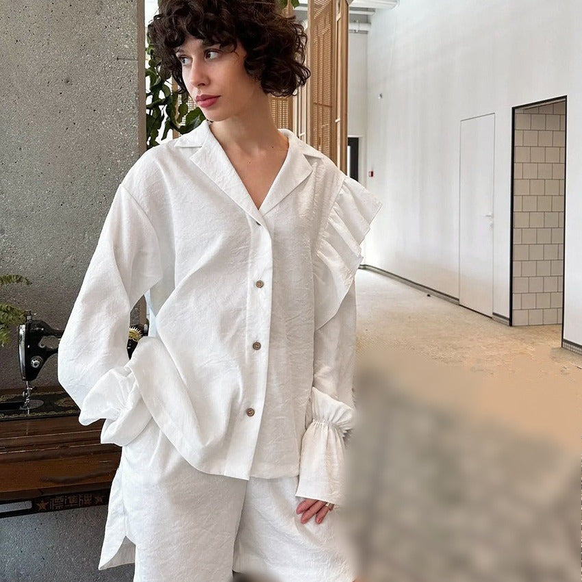 Damen Loungewear Set mit eleganten Rüschendetails Stalluxe