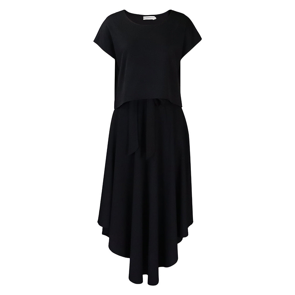 Damen asymmetrisches Maxikleid mit Wickelgurt Stalluxe