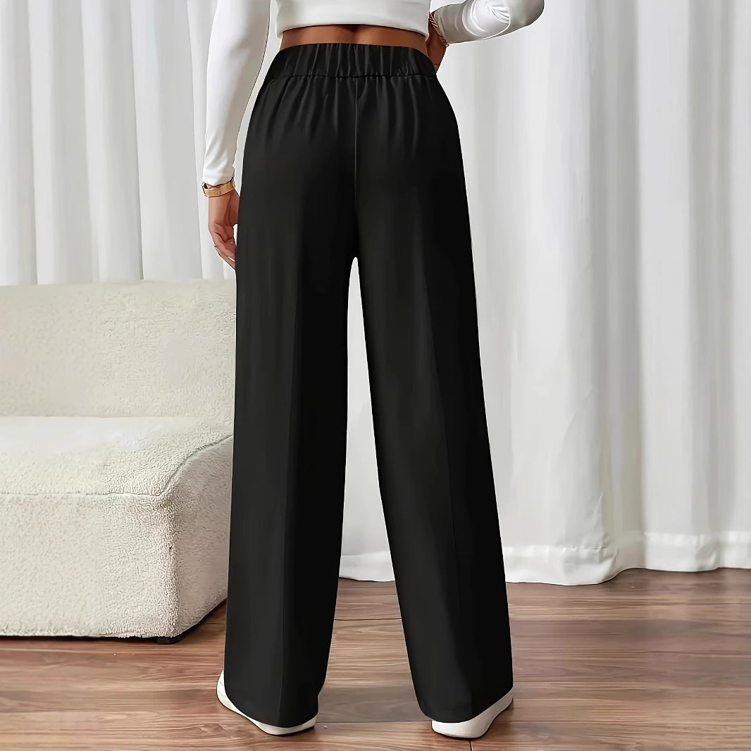 Damen Weit geschnittene Plissee-Hose mit elastischem Bund und praktischen Taschen Stalluxe