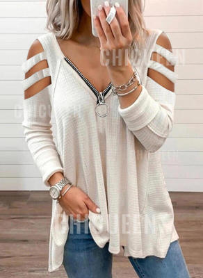 Damen Strickpullover mit modischen Cut-Out-Ärmeln Stalluxe