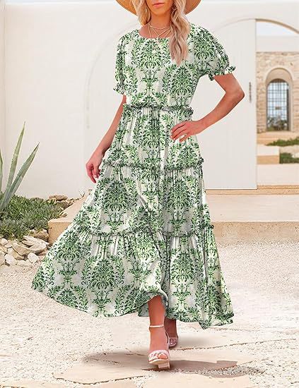 Damen Maxikleid im floralen Bohème-Stil mit Rüschendetails Stalluxe