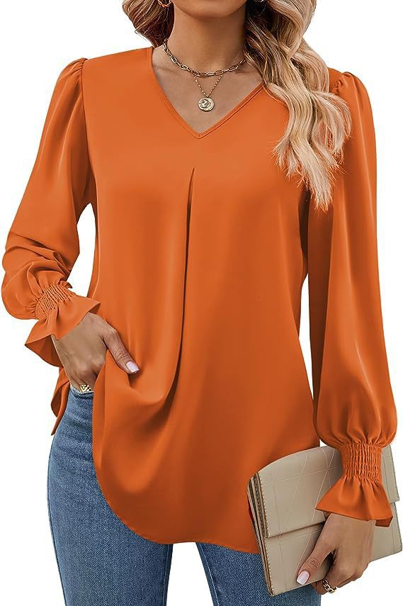 Damen Elegante Bluse mit V-Ausschnitt und Rüschendetails Stalluxe