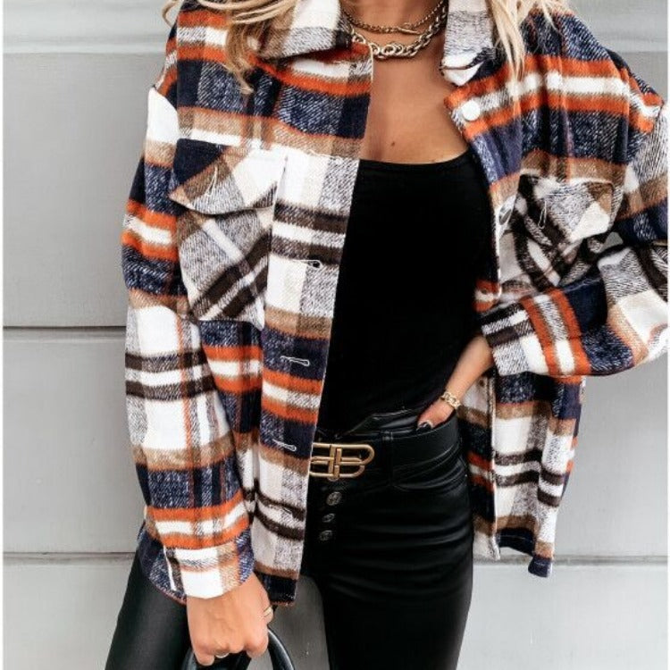 Damen Karierte Overshirt-Jacke aus weichem Flanell Stalluxe