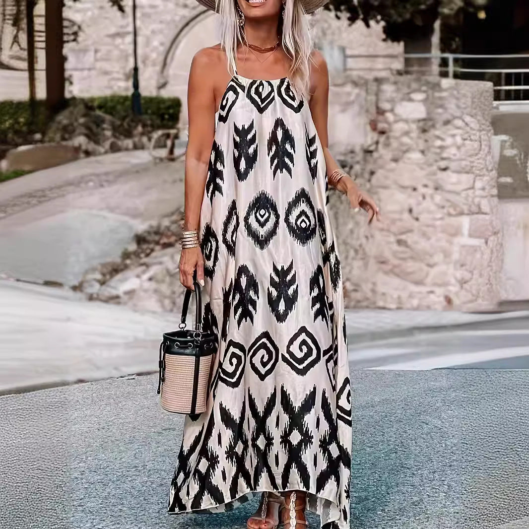Damen luftiges Maxikleid mit elegantem Ethno-Muster Stalluxe