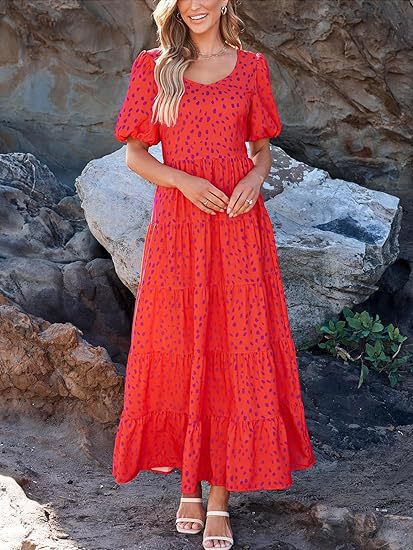 Damen Maxikleid mit schwingendem Saum und floralem Muster Stalluxe