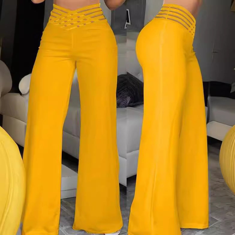 Damen Elegante Palazzo-Hose mit trendigem Netzbund Stalluxe