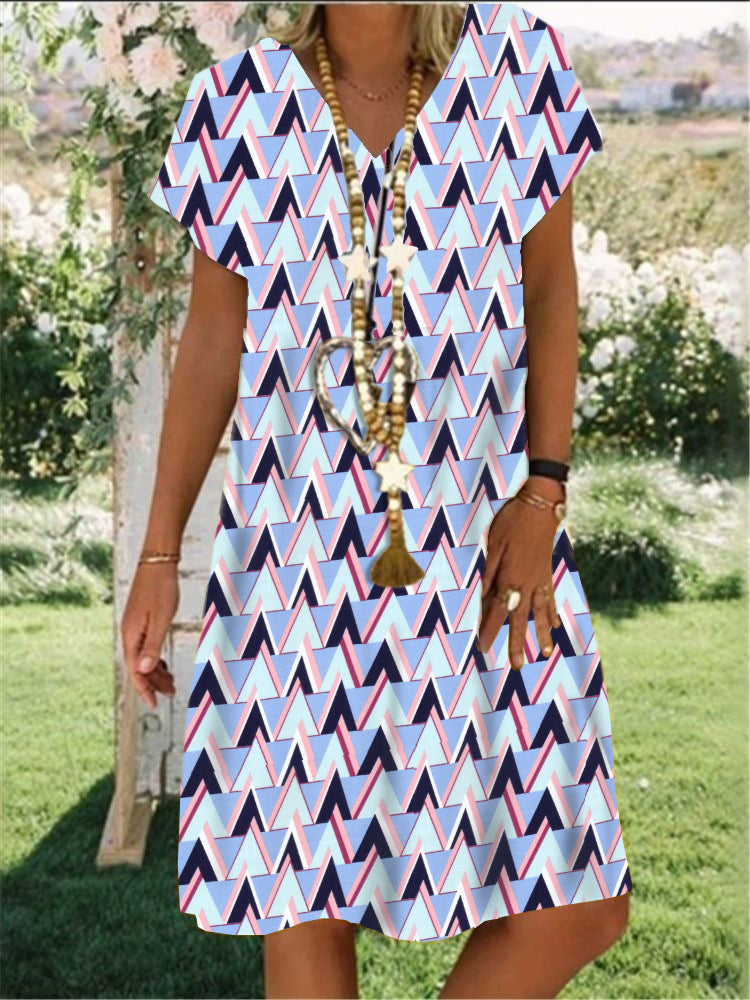 Damen Freizeitkleid mit grafischem Dreiecks-Design und lockerem Schnitt Stalluxe