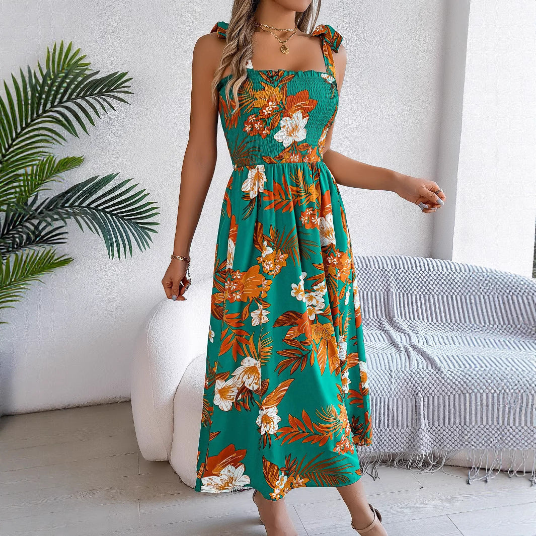 Damen Maxikleid mit schmalen Trägern und floralem Design Stalluxe