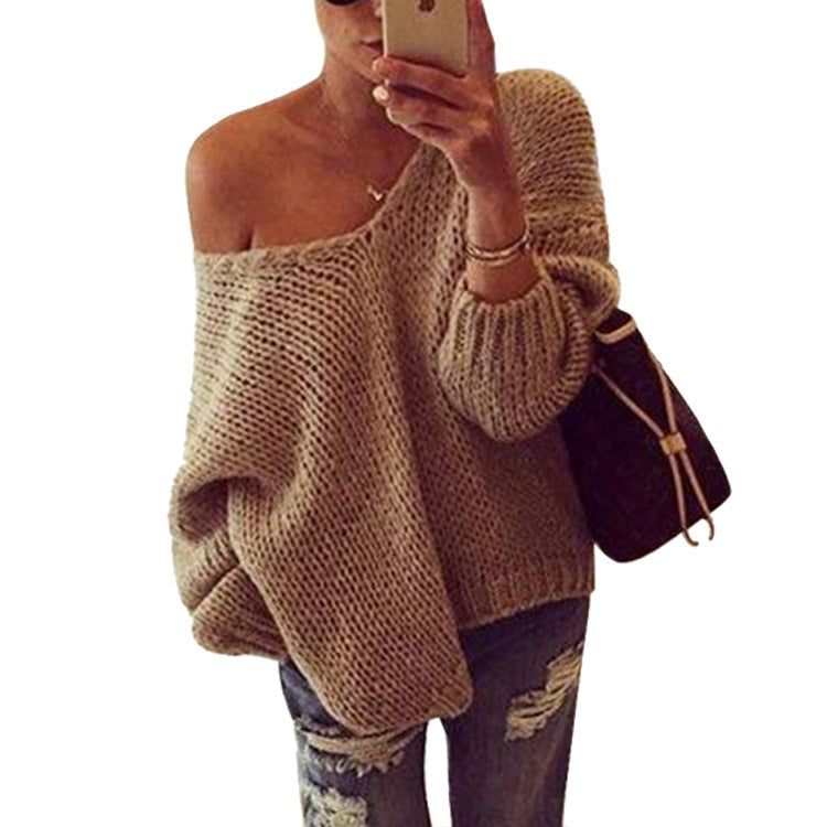 Damen Oversized Strickpullover mit schulterfreiem Design und lässigem Schnitt Stalluxe