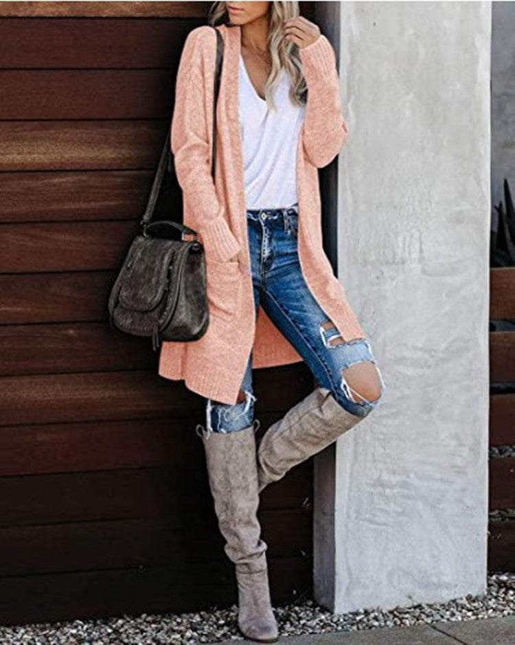Damen Lange Strickjacke mit offenem Schnitt und lässigem Design Stalluxe