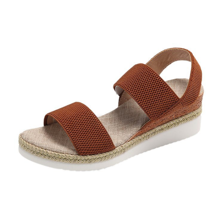 Damen Wedge-Sandalen mit gepolstertem Fußbett und elastischen Riemen Stalluxe