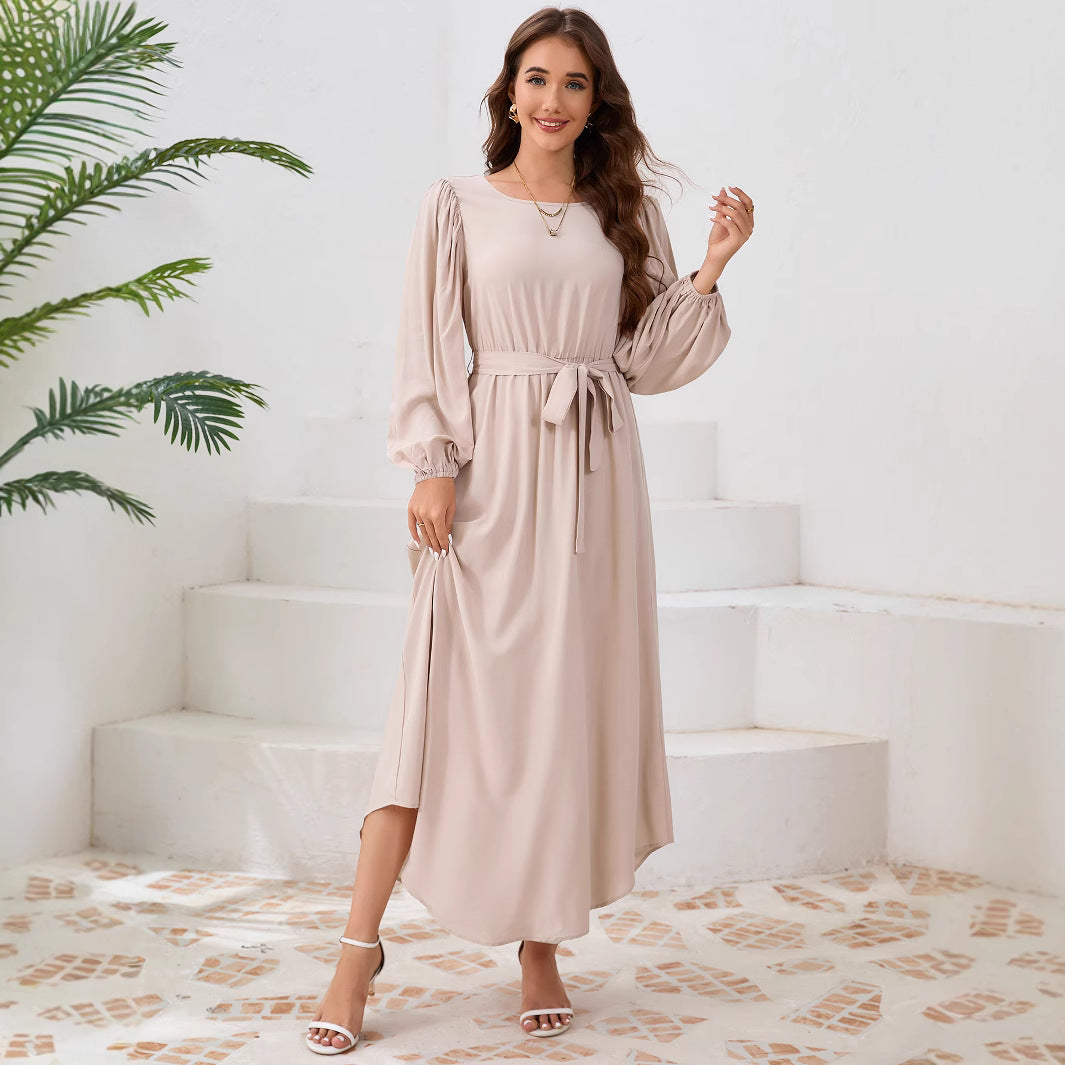 Damen Elegantes Maxikleid mit weitem Schnitt und Ballonärmeln Stalluxe