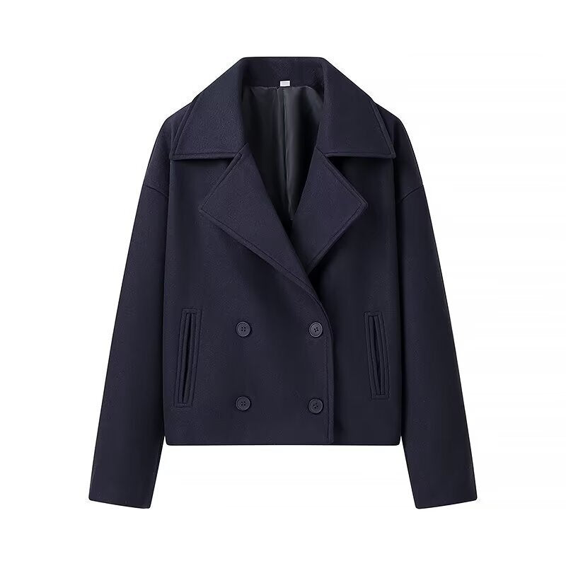 Damen modische kurz geschnittene Bikerjacke mit doppelter Knopfleiste und seitlichen Taschen Stalluxe