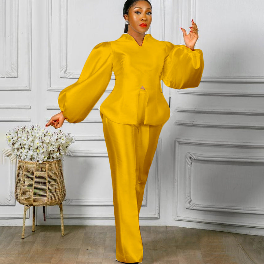 Damen Elegantes Ensemble mit voluminösen Ärmeln Stalluxe