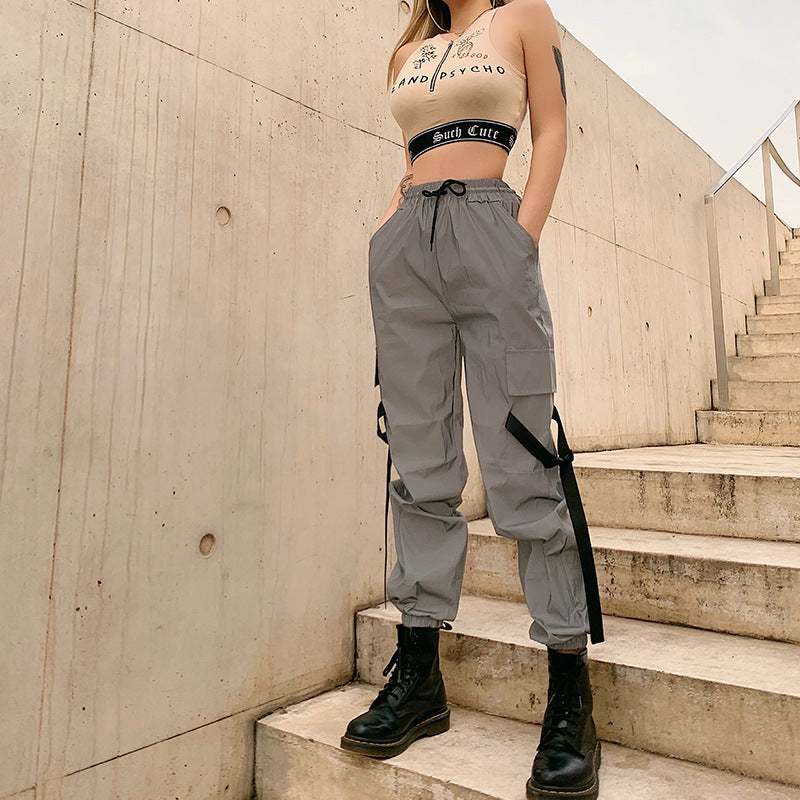 Damen Cargo-Hose mit utilitaristischen Taschen und verstellbarem Bund Stalluxe