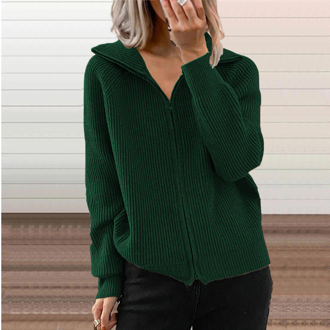 Damen Strickjacke mit hohem Kragen und durchgehendem Reißverschluss Stalluxe