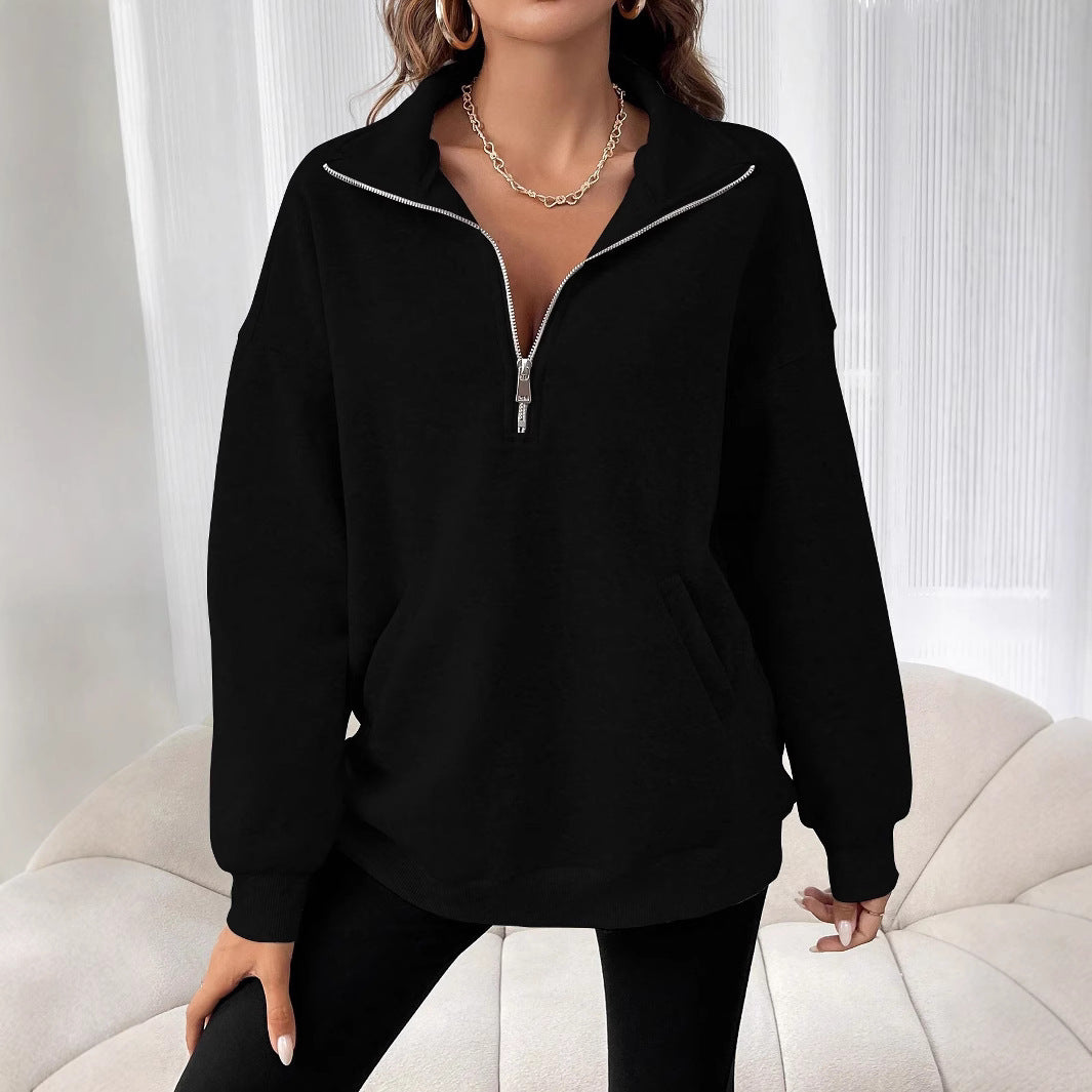 Damen sportlicher Pullover mit hohem Kragen Stalluxe