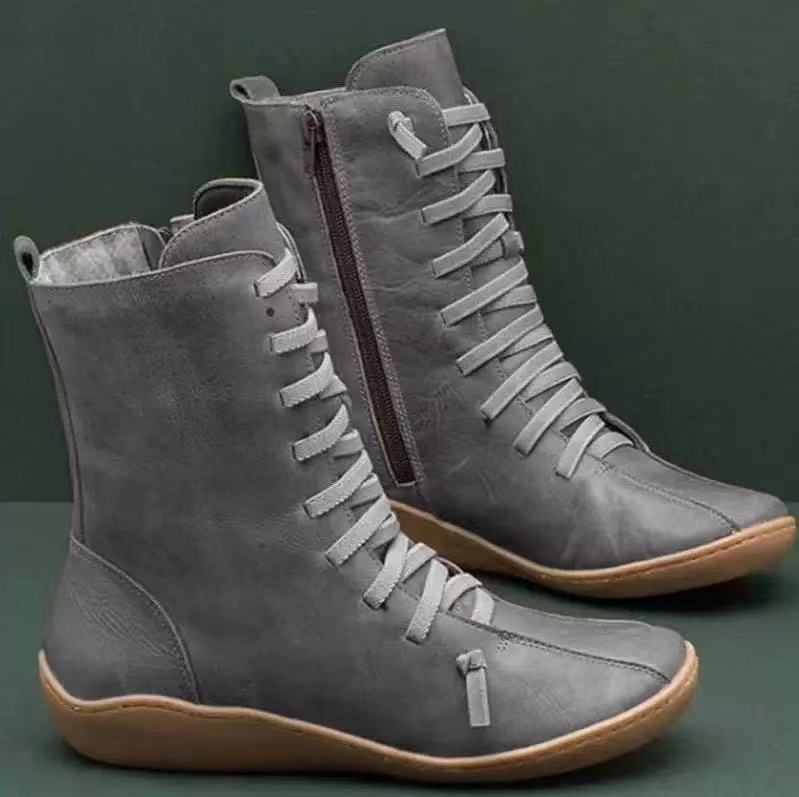 Damen elegante Schnürstiefel mit praktischem Reißverschluss Stalluxe