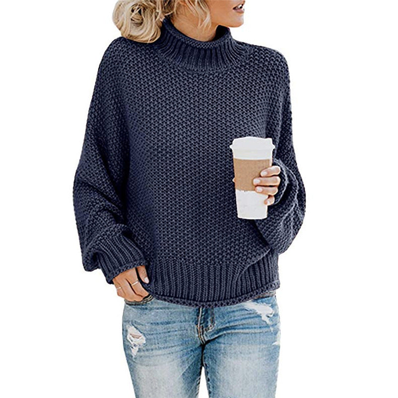 Damen Grobstrickpullover mit hohem Kragen Stalluxe