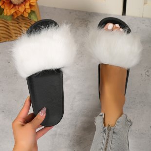 Damen Flauschige Pantoletten mit luxuriösem Flauschesrand Stalluxe