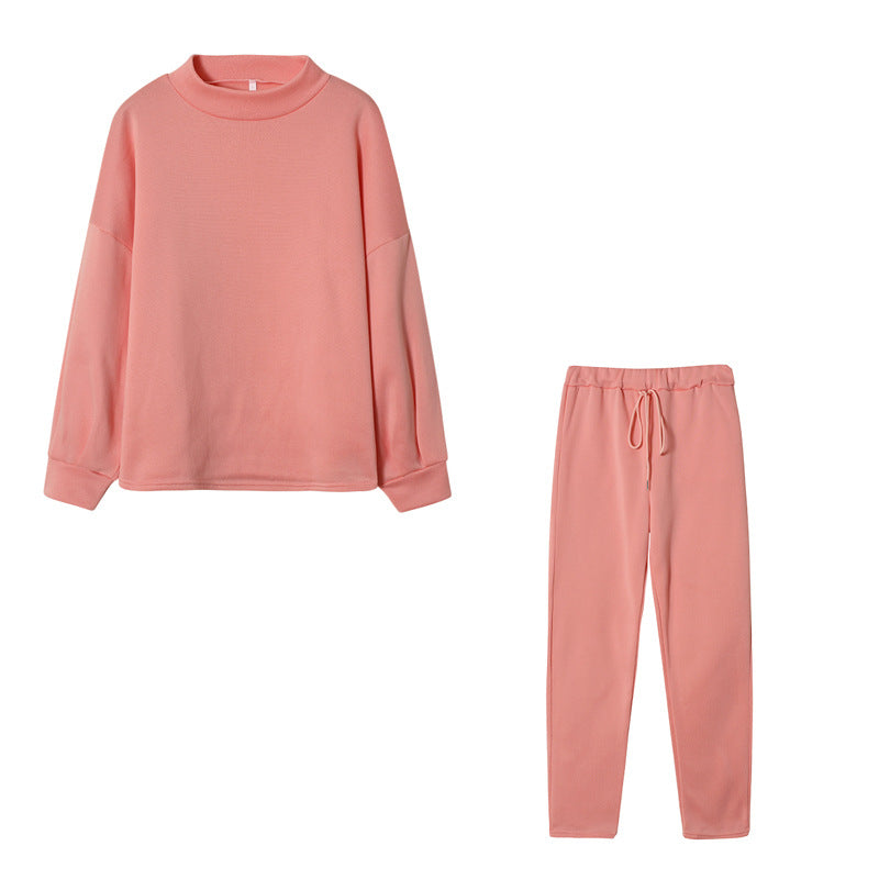 Damen Sportlicher Loungewear-Set mit hohem Kragen und elastischem Bund Stalluxe