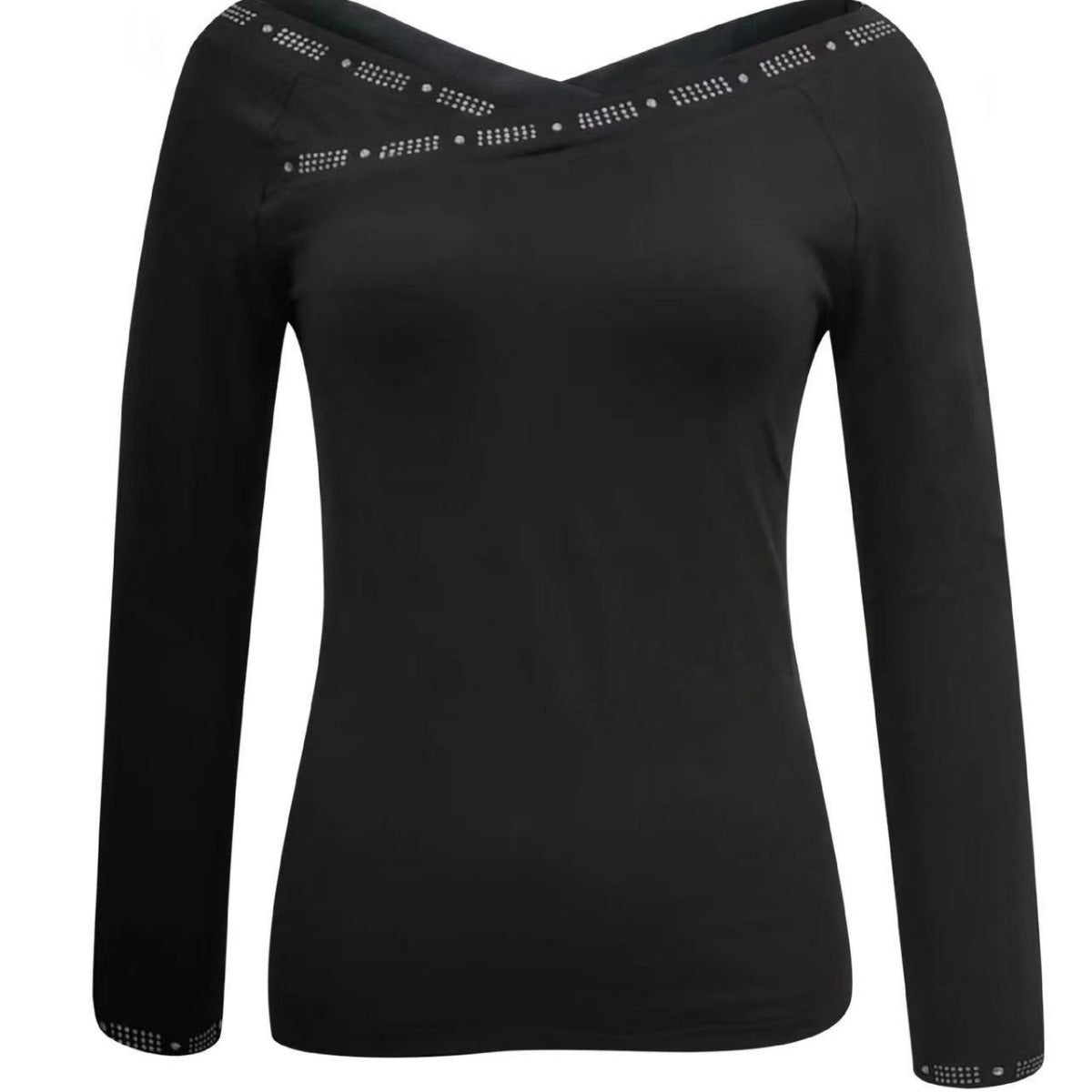 Damen Elegantes Oberteil mit schulterfreiem Design und funkelnden Strassdetails Stalluxe