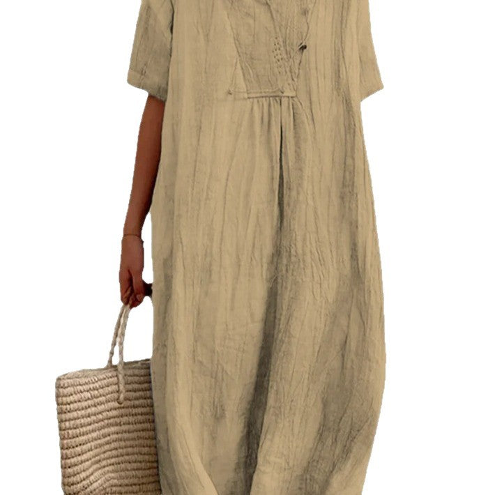 Damen Lässiges Strandkleid mit V-Ausschnitt und weit geschnittenem Design Stalluxe