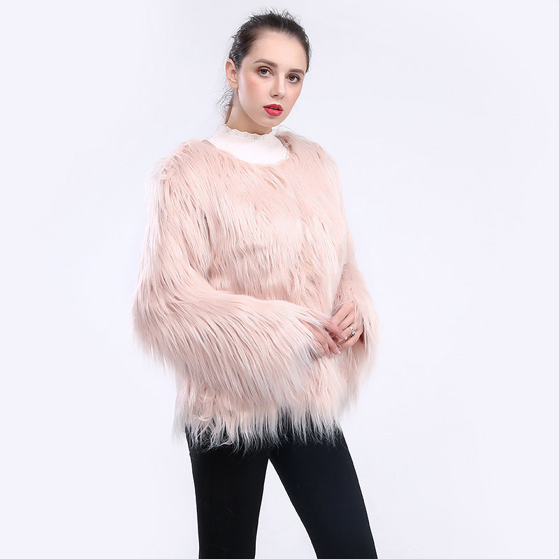 Damen Kuschelweicher Kunstfell-Mantel mit offenem Schnitt und langen Ärmeln Stalluxe
