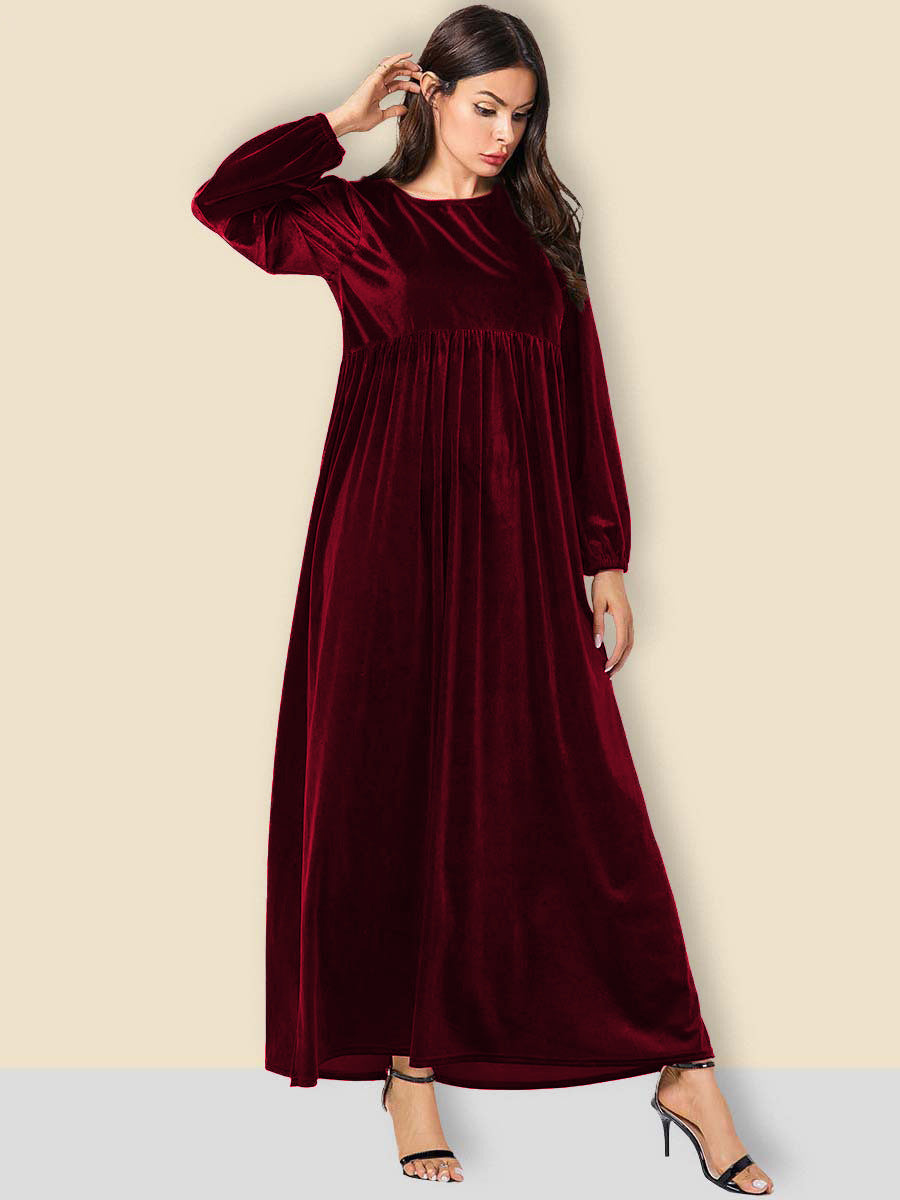 Damen Maxikleid aus luxuriösem Samt mit elegantem Faltenwurf Stalluxe
