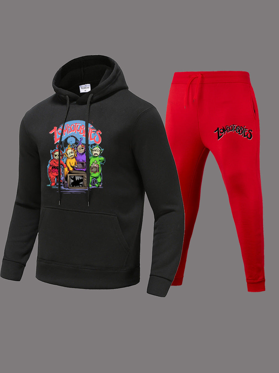 Damen Hoodie- und Jogginghose-Set mit farbenfrohem Comicdruck Stalluxe