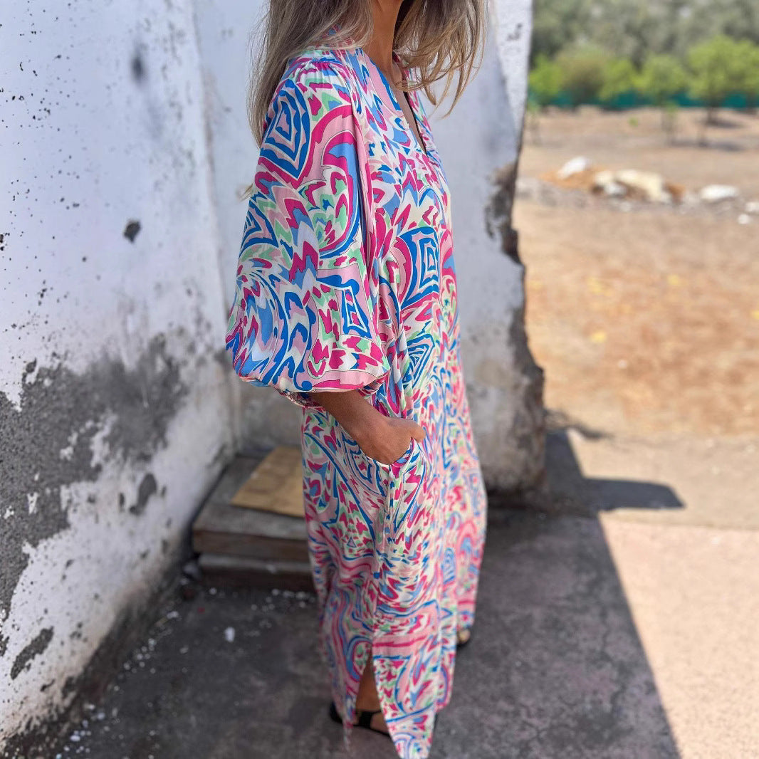 Women's Vibrant Print Maxi Dress Stalluxe